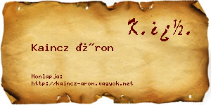 Kaincz Áron névjegykártya