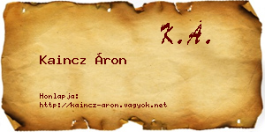 Kaincz Áron névjegykártya